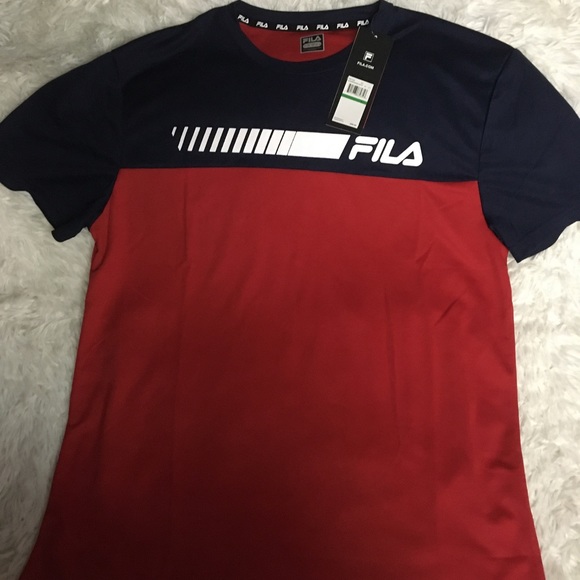 LG Fila Red BlueMens Short Sleeves Shirt sz LG - Picture 5 of 8